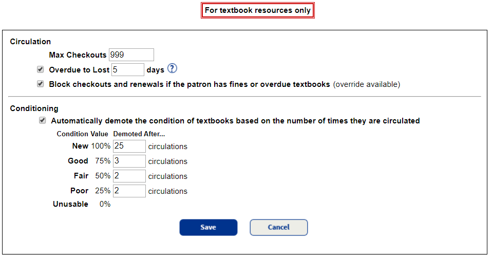 Editing textbook loan policies.